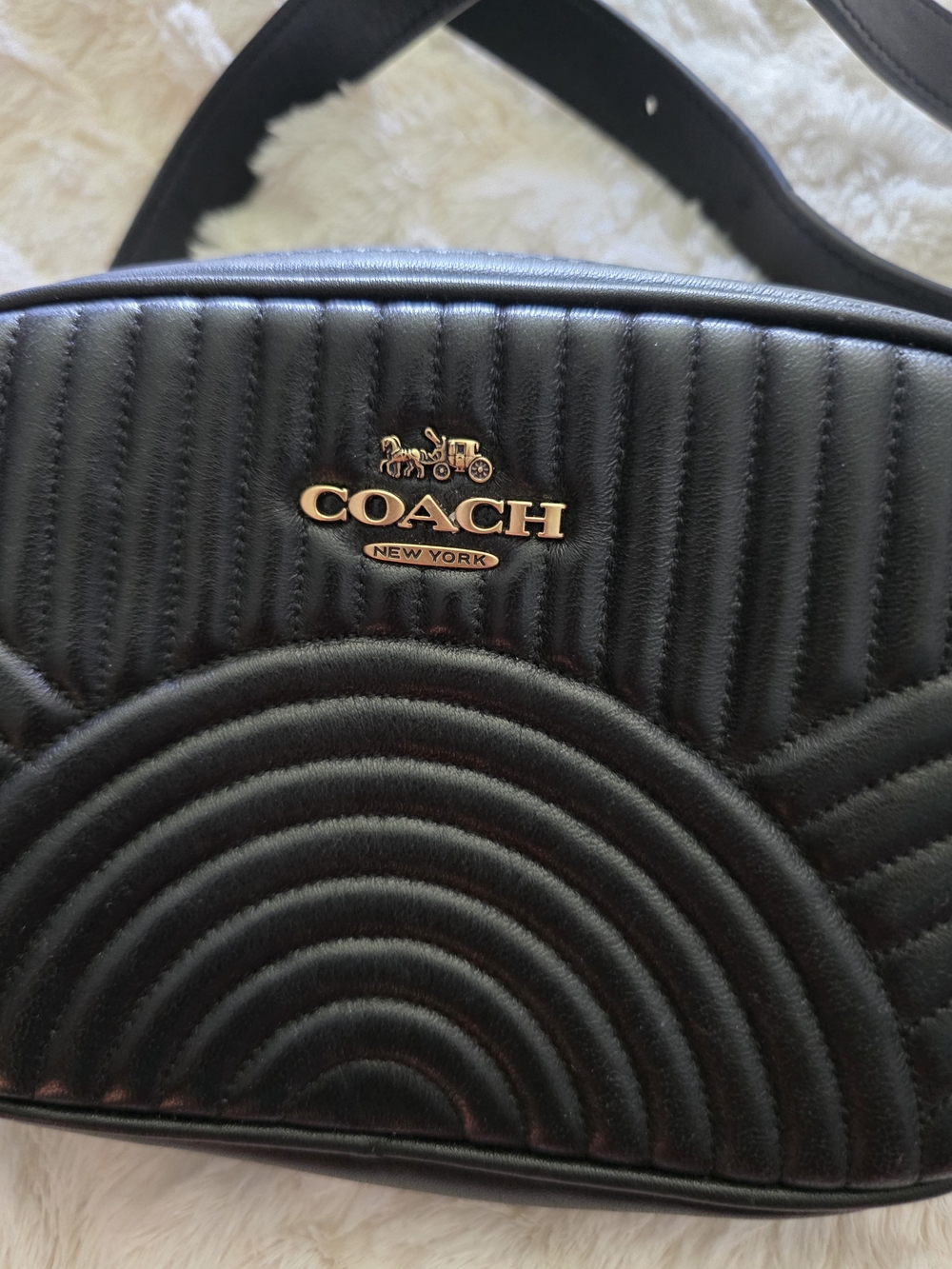 COACH Black Quilted Leather Belt Bag - Picture 2 of 6